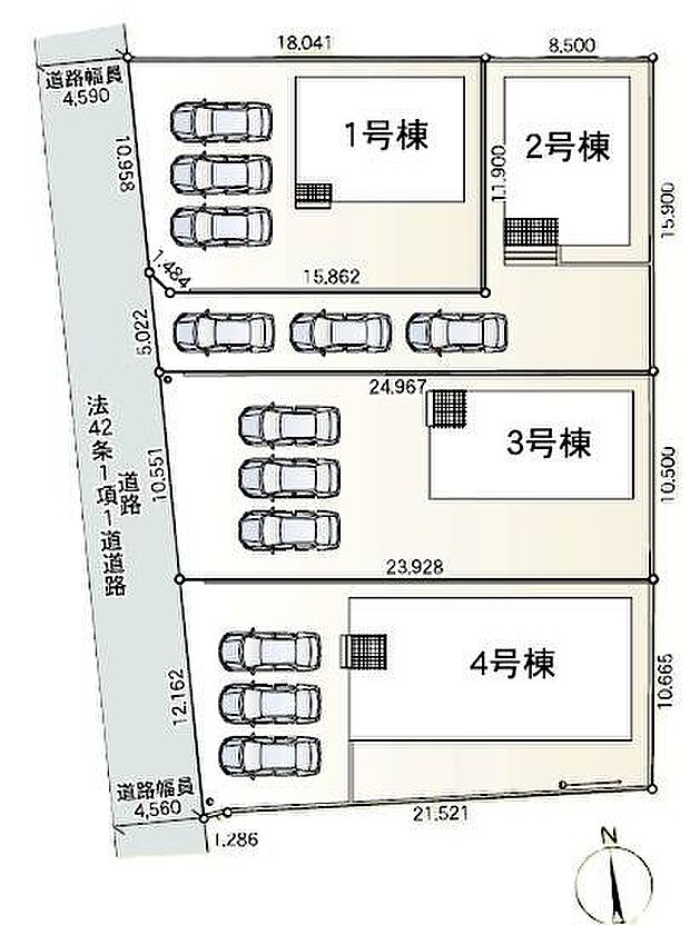 ■当物件は2号棟♪3台分の駐車スペースが確保されているため、ご夫婦のメインカーに加えて来客用や自転車置き場としても活用可能です♪