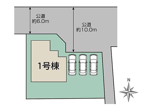 ■お車を3台スムーズに並列駐車できるゆとりの配置設計です!ご夫婦のお車に加えて来客用や将来のお車用にも対応できます♪