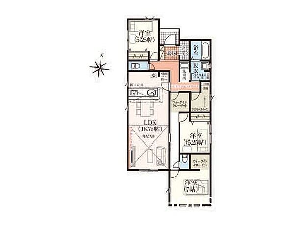 ■家事の移動がワンフロアで完結する人気の平屋建て間取りです♪