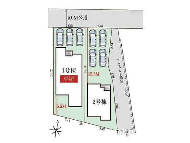 ■当物件は1号棟です♪お隣との距離感も程よく保たれており、プライベート時間をゆったりと満喫できます!