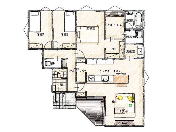 【間取り】4号棟♪ ■3LDK、洋室×3 主婦目線で設計した家事動線♪