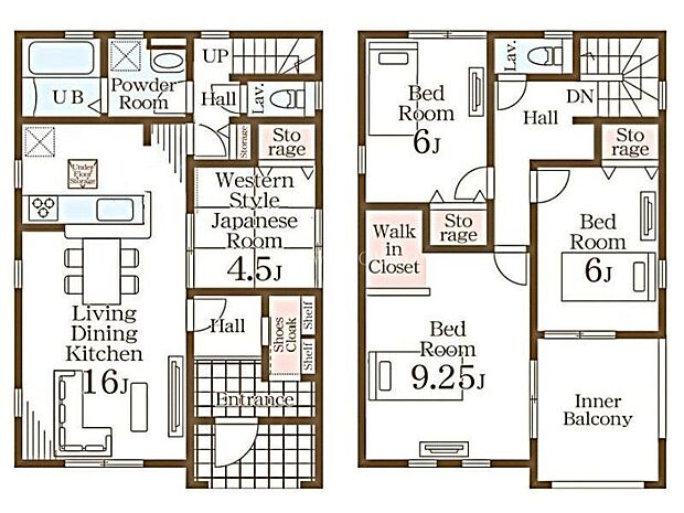【間取り】1号棟♪ ■4LDK、和室、洋室×3、W.I.C、シューズクローク ・急な雨にも安心!ゆとりあるインナーバルコニー♪