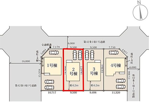【全体区画図】2号棟♪ ■駐車スペース並列2台可能♪(車種による)