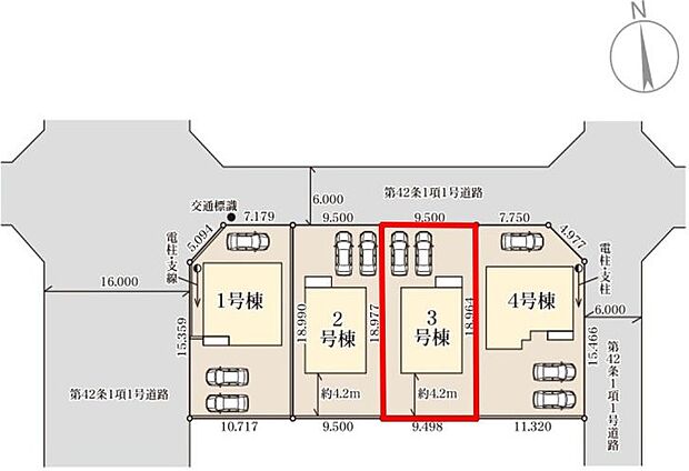 【全体区画図】３号棟♪ ■駐車スペース並列２台可能♪（車種による）