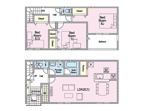 【間取り】1号棟♪ ■3LDK・ゆとりのある約20帖のLDK!大型家具を置いても圧迫感が少なく快適に過ごせます♪