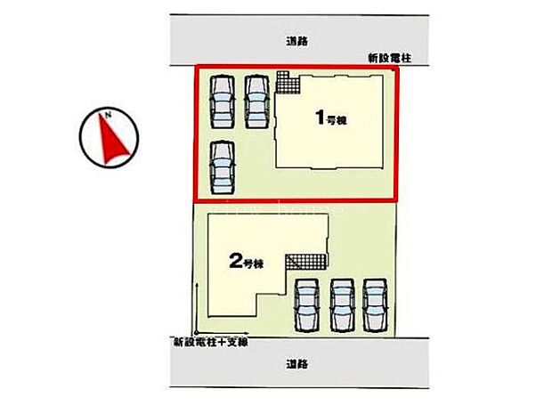 【区画図】1号棟♪ ■駐車スペース3台可能♪(車種による)