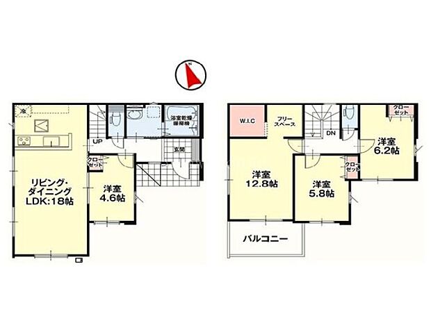 【間取り】２号棟♪ ■４ＬＤＫ・全居室南向きで日当たり良好♪