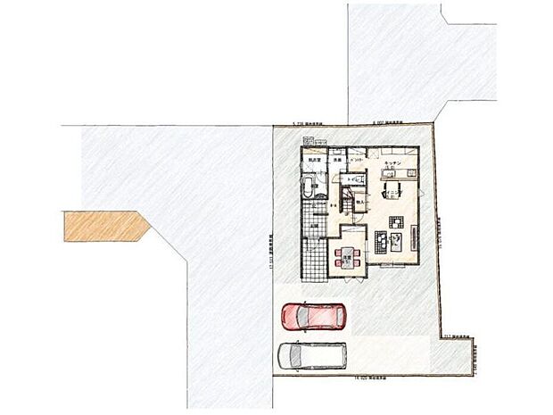【区画図】25号棟♪ ■駐車スペース並列2台可能♪(車種による)