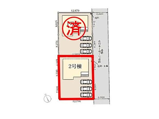 【区画図】2号棟♪ ■駐車スペース並列3台可能♪(車種による)