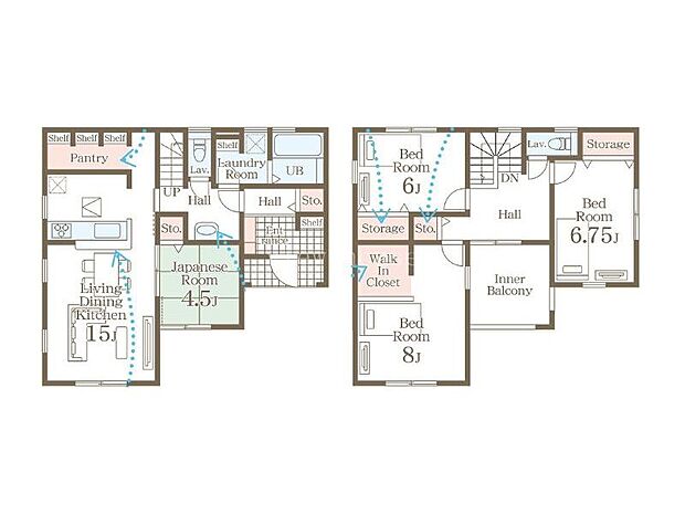 ４ＬＤＫ（ＬＤＫ、和室、洋室×３、大容量パントリー、ＷＩＣ）
