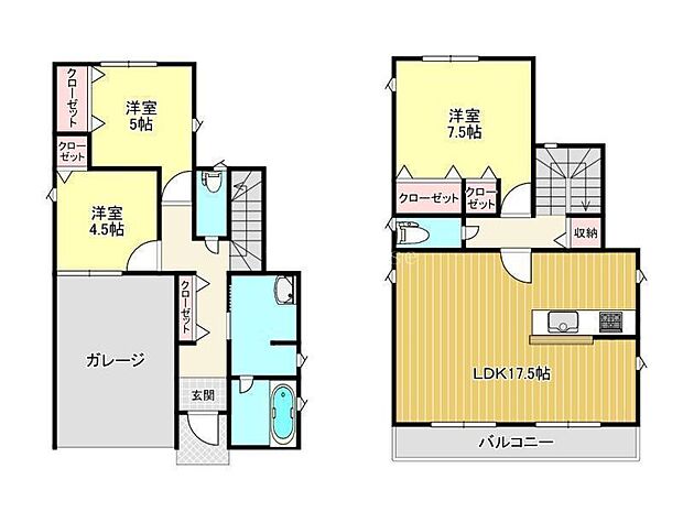 【間取り】８号棟♪ ■３ＬＤＫ・プライベートも守られる２階リビング！ＬＤＫ１７．５帖と主寝室が２階にあり生活導線も便利♪