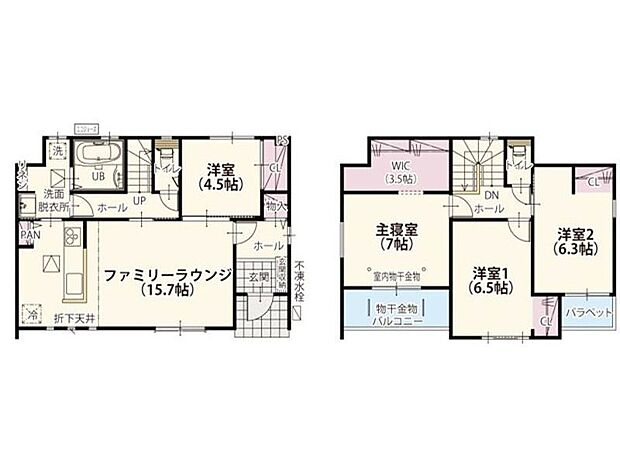 【間取り】1号棟♪ ■4LDK・水回り集中設計で動きやすい家事動線・主寝室には大容量のW.I.C付き♪