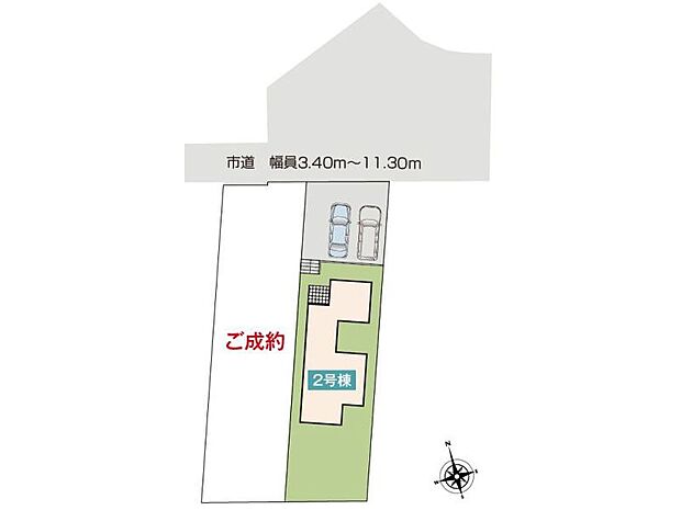 【区画図】2号棟♪ ■駐車スペース並列2台可能♪