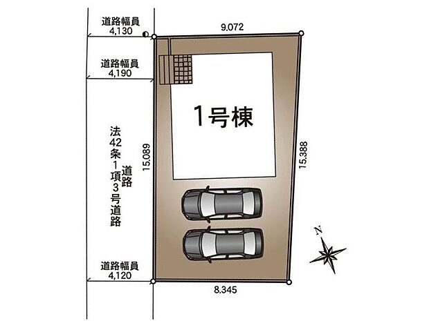 【区画図】１号棟♪ ■駐車スペース並列２台可能♪（車種による）