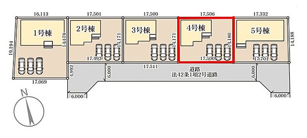 【区画図】４号棟♪ ■駐車スペース並列３台可能♪（車種による）