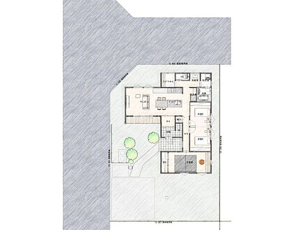 【区画図】 日当たり良好、風通しも良い角地になります。