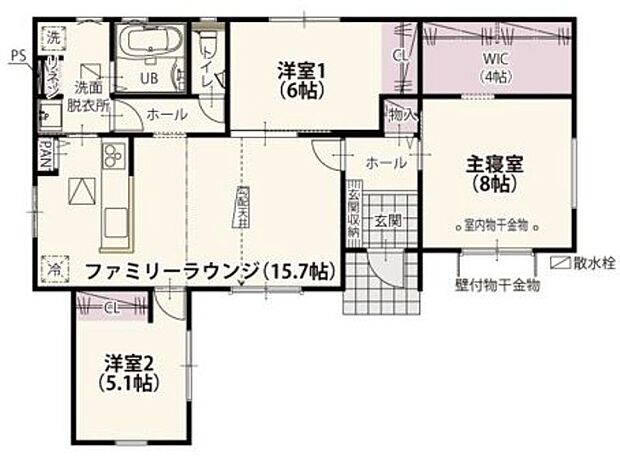 【間取り】3号棟♪ ■3LDK・空間にメリハリがつく折下天井のリビング!間接照明付きでお洒落な空間に♪