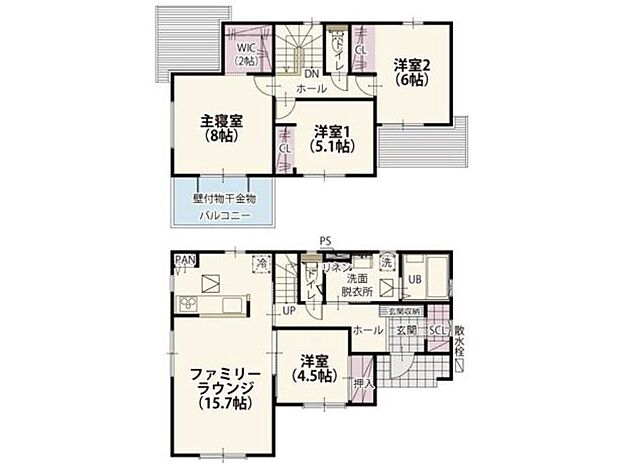 【間取り】４号棟♪ ■４ＬＤＫ・家具の配置がしやすい縦長リビング！アウトドア用品などもまとめて収納できるS.C付き♪