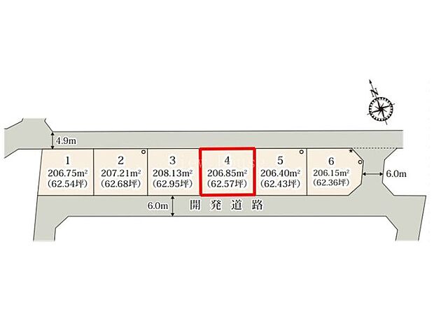 【全体区画図】 ■開発道路6m!車の出し入れも安心♪