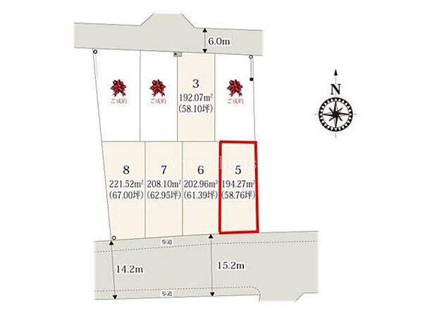 【全体区画図】 ■車の出し入れも安心な前面道路約６ｍ〜約１５ｍ♪