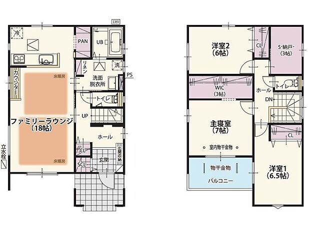 【間取り】８号棟♪ ■４ＬＤＫ・空気を汚さない温水式床暖房付きリビング！納戸＋W.I.C＋パントリー等、生活感が抑えられる収納の多い間取♪