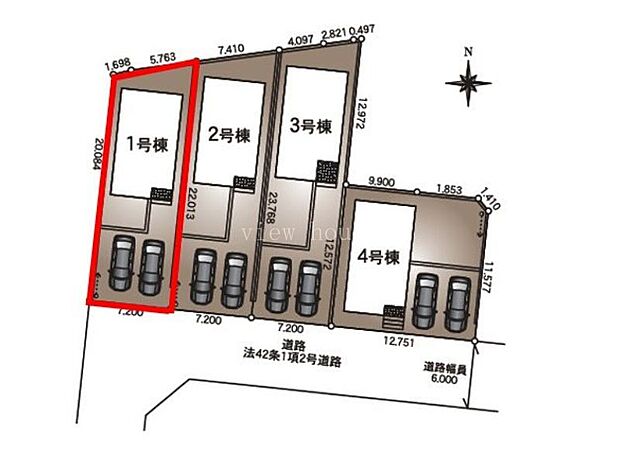 【区画図】１号棟♪ 駐車並列２台可能♪
