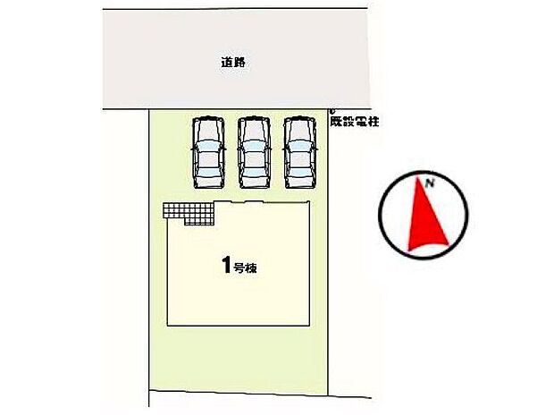 【区画図】１号棟♪ ■駐車スペース並列３台可能♪（車種による）