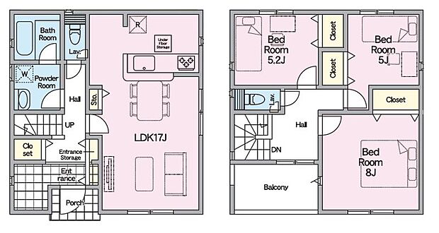 【間取り】６号棟♪ ■３ＬＤＫ・全居室フローリング、収納付きの間取り♪ ■家族みんながくつろげる１７帖のＬＤＫ！家具のレイアウトがしやすい縦長リビング♪