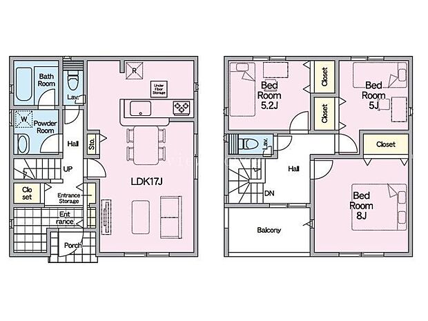 【間取り】6号棟♪ ■3LDK・全居室フローリング、収納付きの間取り♪ ■家族みんながくつろげる17帖のLDK!家具のレイアウトがしやすい縦長リビング♪