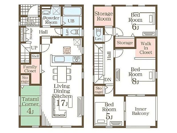 【間取り】３号棟 ■３ＬＤＫ＋畳コーナー 様々な使い方が可能なタタミコーナー付き♪ストレージルーム、WICなど収納充実♪