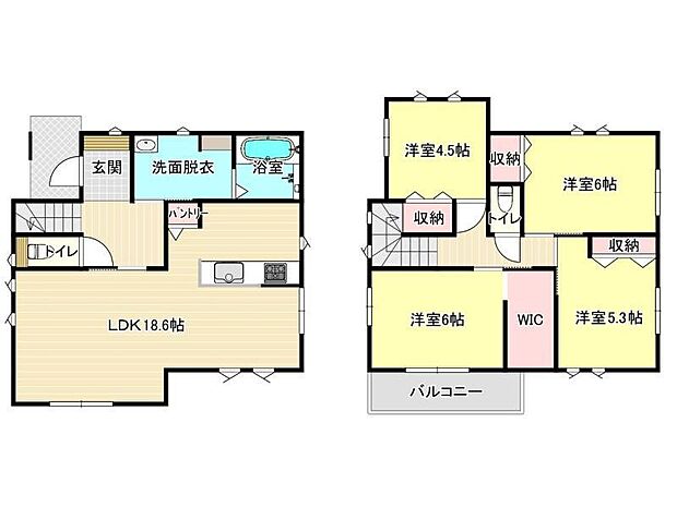 【間取り】4LDK(LDK、洋室×4、パントリー、ウォークインクローゼット)