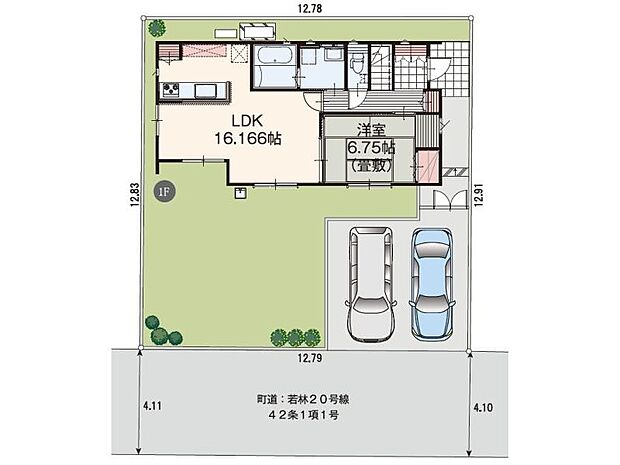 【区画図】1号棟♪ ■南道路で日当たり良好!駐車スペース並列2台可能♪