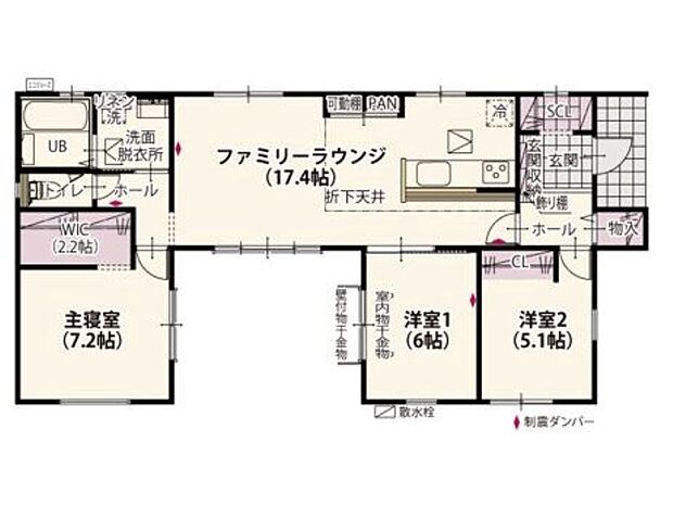 【間取り】４号棟♪ ■３ＬＤＫ・風通しと開放感のある３箇所から出られる中庭付き♪バーベキューや子供用プール、家庭菜園など多目的なスペースとしても◎