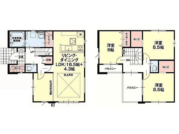 【間取り】3LDK+S! ■22.8帖の大空間のLDK×充実の収納力♪