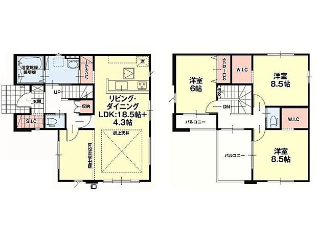 【間取り】3LDK+S! ■22.8帖の大空間のLDK×充実の収納力♪