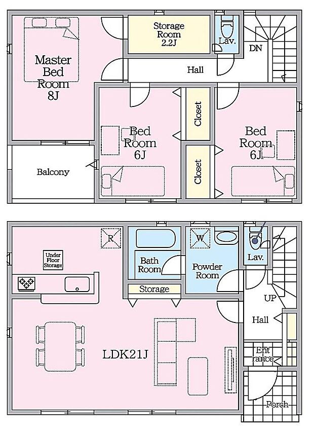 【間取り】１号棟♪ ◆ＬＤＫ２１帖で家族でのびのび過ごせる広々空間♪