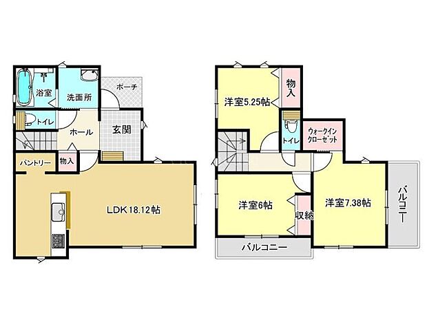 【間取り】３ＬＤＫ♪ ■広々LDK18.12帖×パントリー×WIC｜空間を無駄なく活かした3LDK