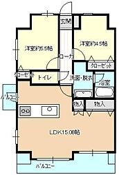 ダイアパレス前橋広瀬川 2LDKの間取図画像