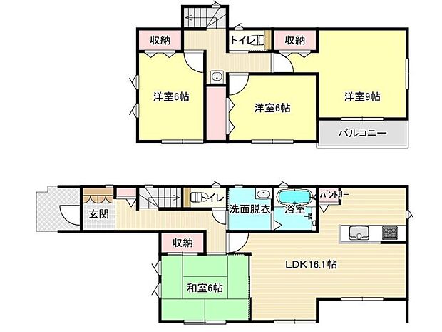 【間取り】３号棟♪ ４ＬＤＫ、畳敷き洋室、洋室×３、パントリー、シューズクローク