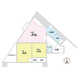堀川シティハイツ 2LDKの間取図画像