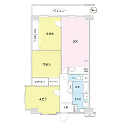 シャルム四条大宮 3LDKの間取図画像