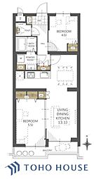 モナークマンション赤羽 2LDKの間取り