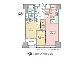 セントラルパークタワーラ・トゥール新宿 2LDKの間取図画像
