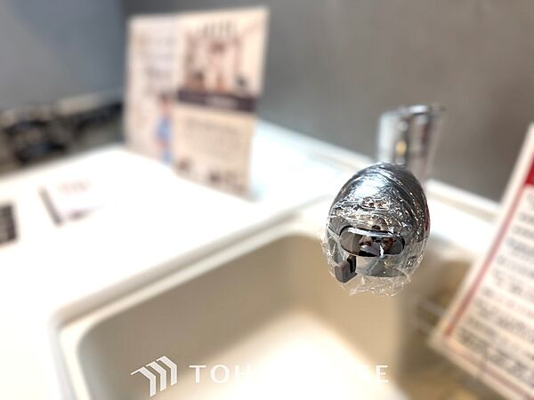 【Water cleaner】蛇口から流れ出すお水はクリーンでいつも楽しめます。また浄水器内臓シャワー混合栓なので場所取らずのスッキリとしたスタイルです。