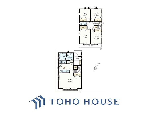 ◆17.9帖LDKと多目的なカウンター◆2階に広々としたリビングとカウンターを配置し在宅ワークや勉強にも便利。1階水回り集約で帰宅後の動線もスマート、全室収納付きで部屋を広く使える間取りです。