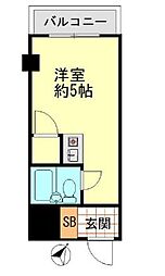 東京メトロ千代田線 根津駅 徒歩6分の賃貸マンション 2階ワンルームの間取り