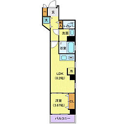 都営新宿線 浜町駅 徒歩3分の賃貸マンション 6階1LDKの間取り