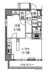 都営大江戸線 新御徒町駅 徒歩4分の賃貸マンション 4階1LDKの間取り