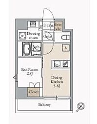 都営浅草線 蔵前駅 徒歩4分の賃貸マンション 5階1DKの間取り