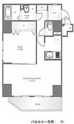 東京メトロ日比谷線 入谷駅 徒歩5分の賃貸マンション 12階1LDKの間取り